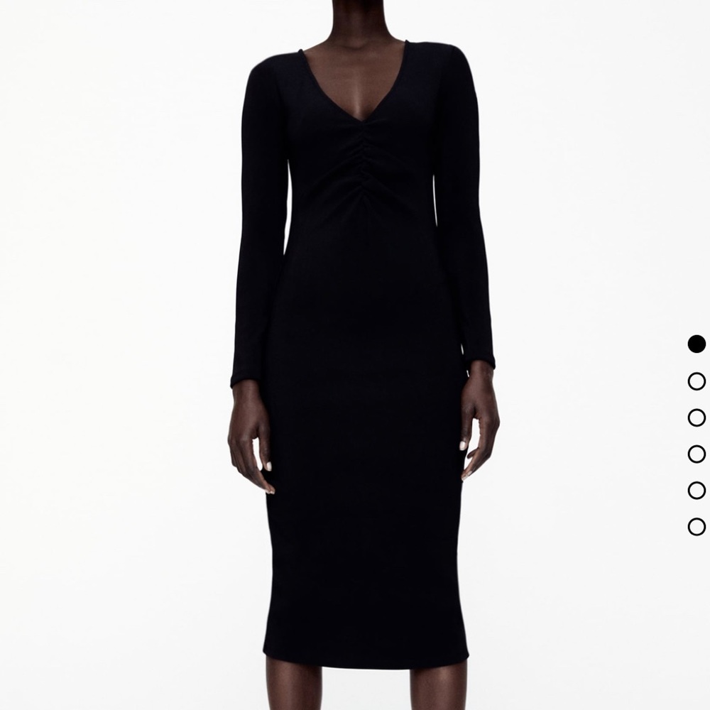 COPY - Zara black fitted midi ottoman knit dress blogger